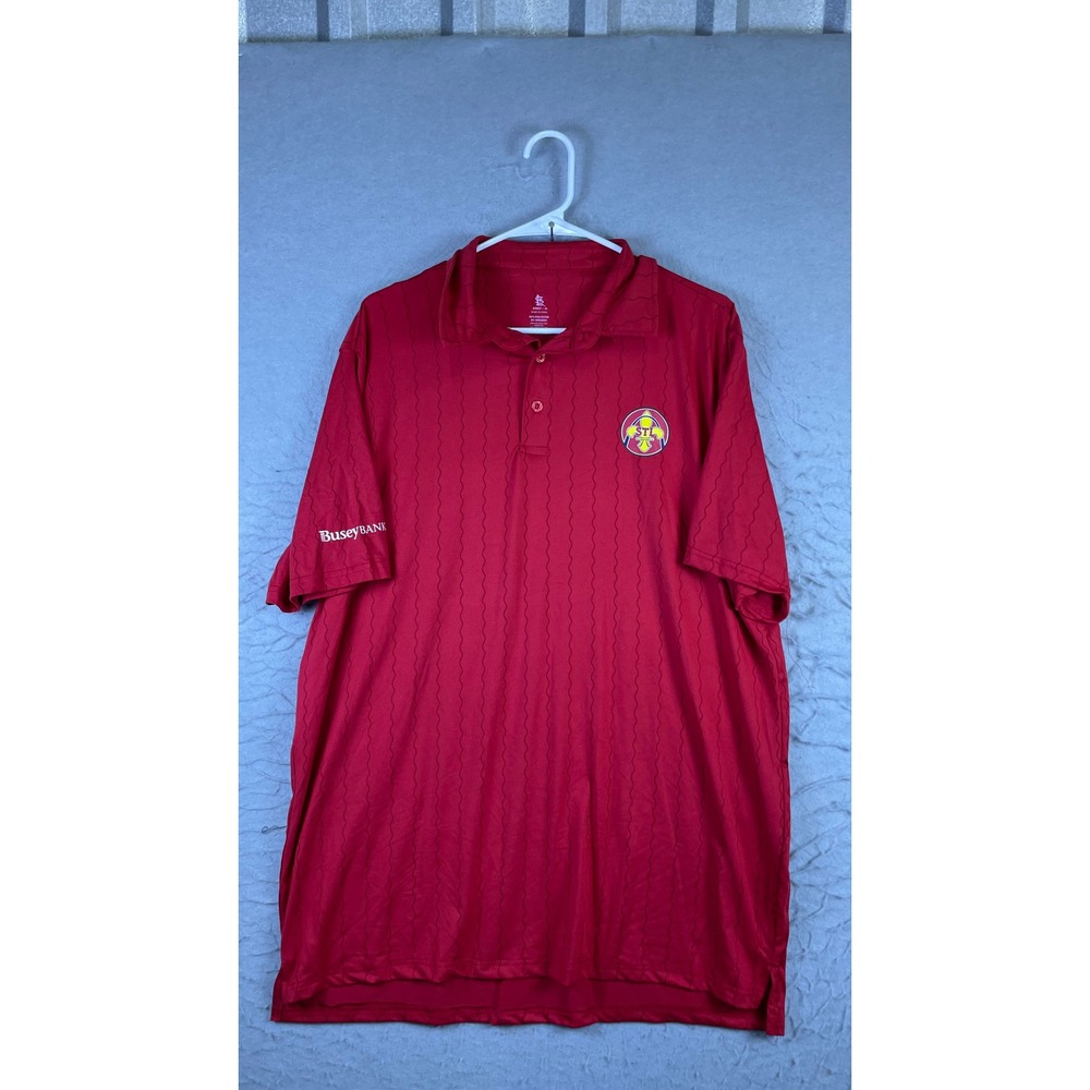 St. Louis Cardinals Polo Shirt Mens XL Red Excellent Busey Bank STL Crest Logo